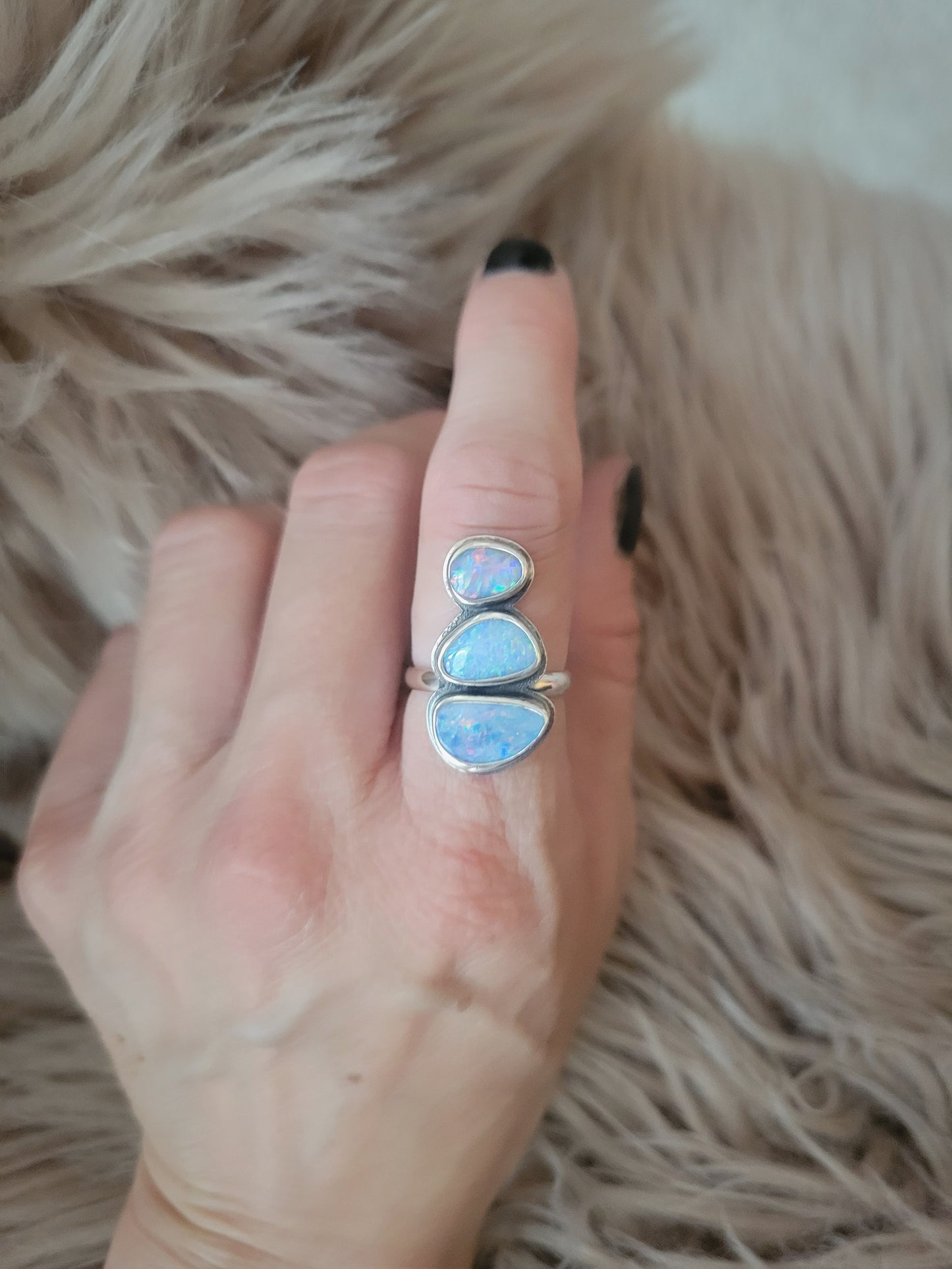 Three Stone Opal Ring