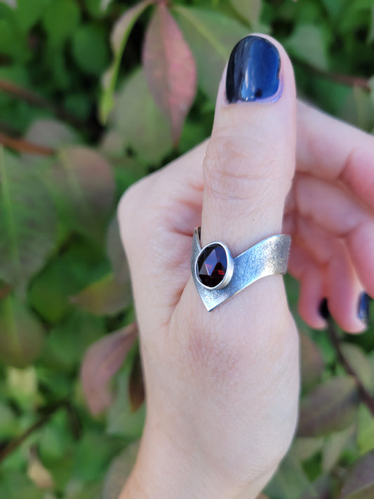 Garnet Shield Ring