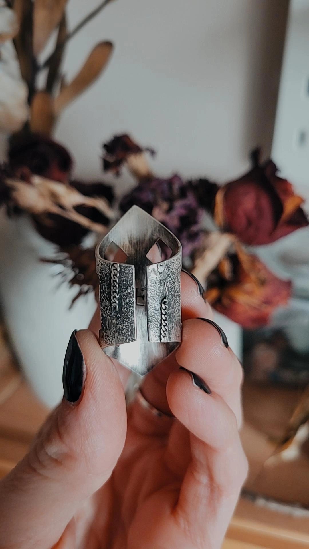 Moss Agate Shield Ring