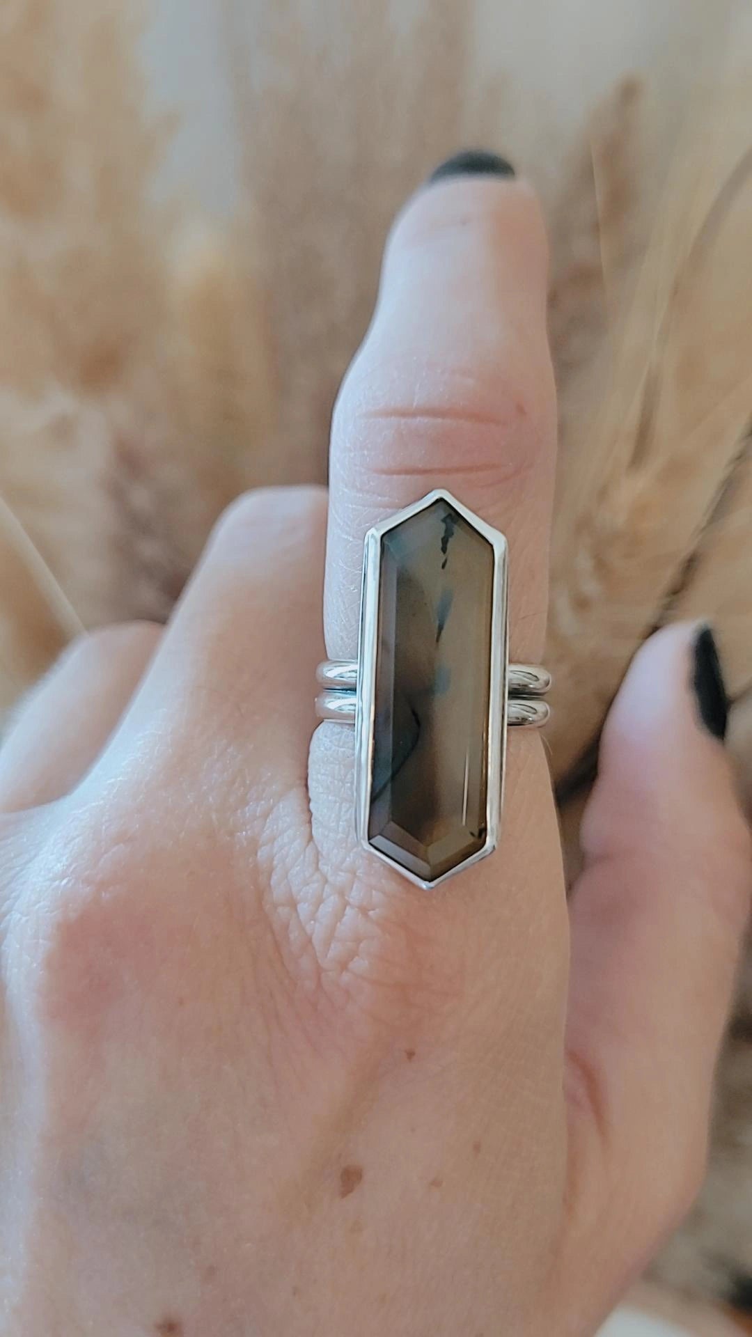 Montana Agate Hexagon Ring