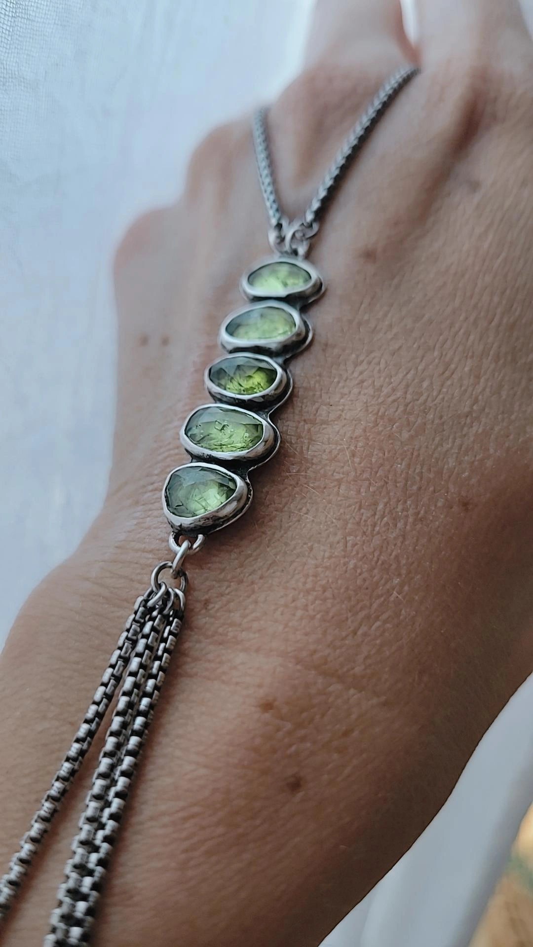 Five Stone Peridot Necklace