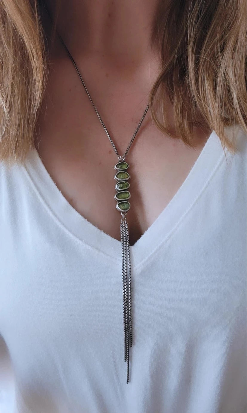 Five Stone Peridot Necklace